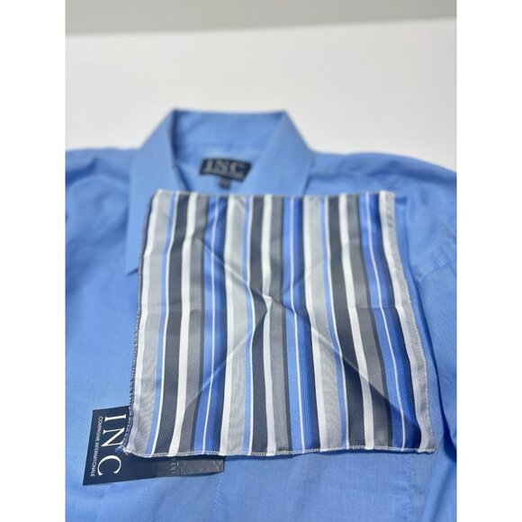 Big and Tall Dress Shirt Blue Mens Button Up Collared Top INC Size XXL,New as Is - Picture 8 of 11